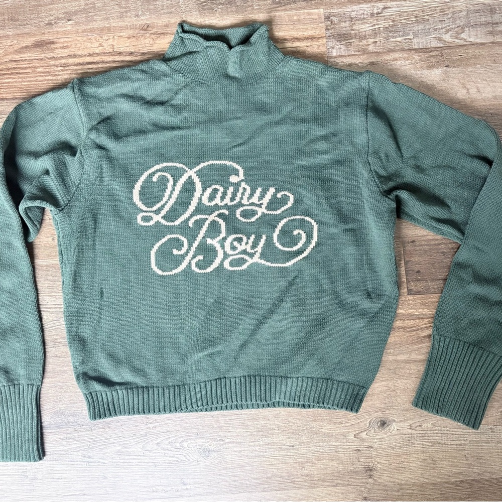 Dairy Boy Knit Sweater Extra Small XS Green